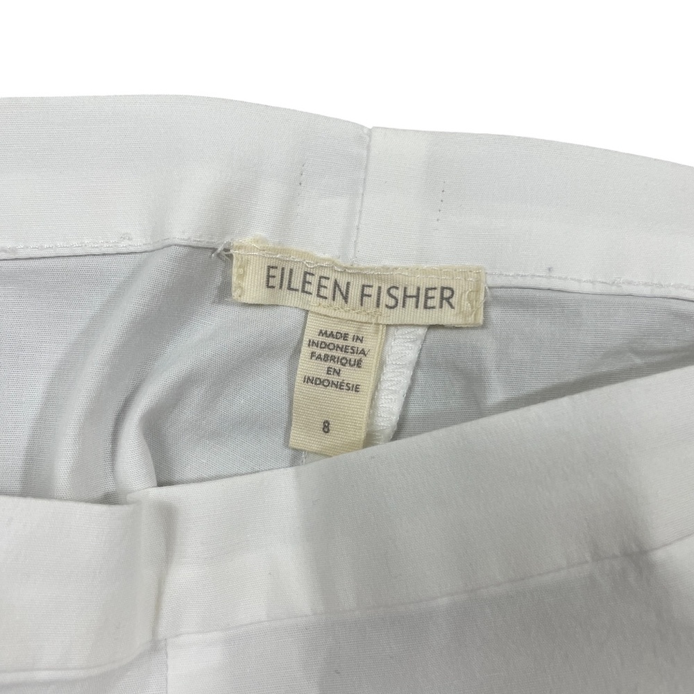 Eileen Fisher 8 White Side Zip Pockets Capri Cotton Elastic (very sligth stain ) - Picture 2 of 6